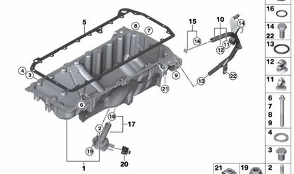 Board di metallo per BMW E90, E91, E92, E93, E60, E61, E63, E64, E65, E66, E83, E70, E71 (OEM 11137802669). BMW originale