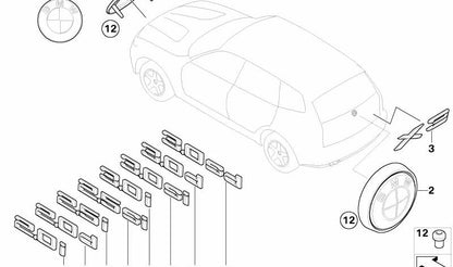 Emblem for BMW X3 E83, Z4 E85 (OEM 51147114725). Genuine BMW