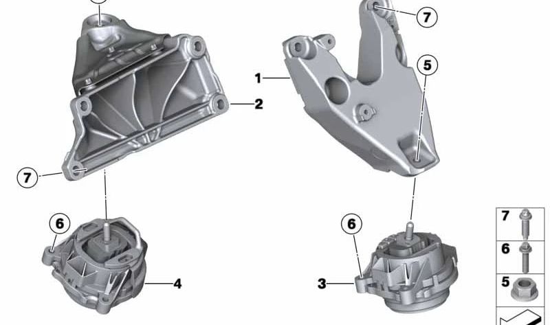 Soporte motor izquierdo OEM 22116785711 para BMW F25, F26. Original BMW.