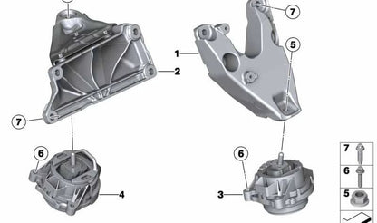 Soporte motor izquierdo OEM 22116785711 para BMW F25, F26. Original BMW.