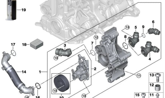 Bomba de refrigerante com suporte BMW 3 G20N Series, 5 G30N Series, G31N, 6 G32N Series, X3 G01N, X4 G02N (OEM 11518658682). BMW original