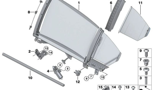 Soporte derecho OEM 51359168840 para BMW Serie 7 {F01, F01N, F02, F02N, F04}. Pieza original BMW.