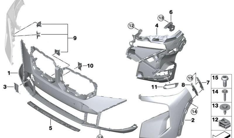 PDC/PMA Sensor Bracket Kit for BMW G09 (OEM 51115A3C7B9). Original BMW