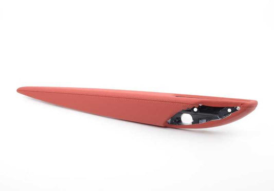 Reposabrazos delantero izquierdo en cuero OEM 51417345385 para BMW F32, F32N, F33, F33N. Color rojo coral. Original BMW.