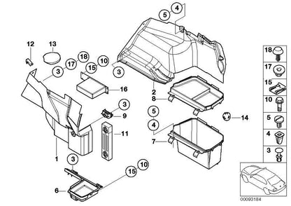 Tapa Cubierta Recubrimiento Batería Maletero Para Bmw E46 . Original Recambios