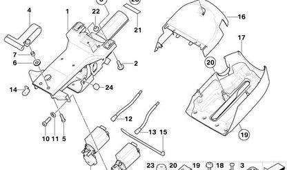 Steering column longitudinal adjustment system OEM 67646903945 for BMW E39, E38, E53. Original BMW.