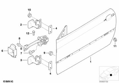 Bisagra de puerta delantera derecha superior para BMW Serie 3 E46 (OEM 41518240080). Original BMW