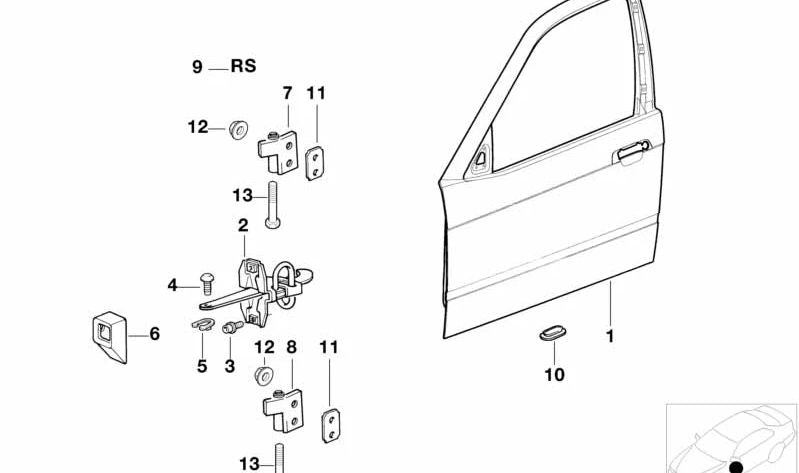 Vordertürstut 51218169563 für BMW E36. Original BMW.