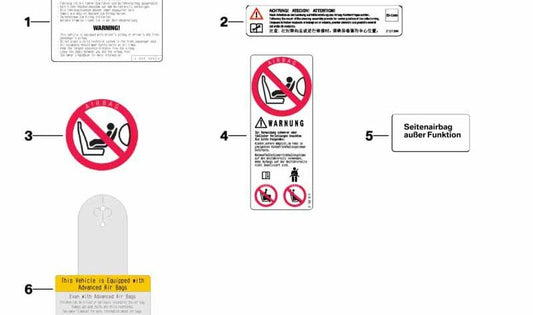 Rótulo de advertencia Airbag OEM 71217063941 para MINI R50, R53, R56, Clubman, Cabrio, Coupé, Roadster, Countryman, Paceman... y más. Original MINI.