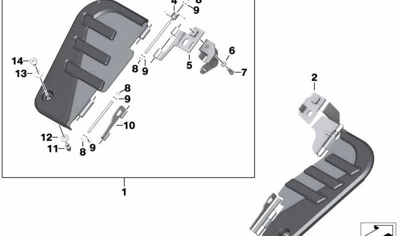 Bisagra peldaño trasero derecho OEM 77148356840 para motos BMW K1600 Bagger (K61). Original BMW Motorrad.