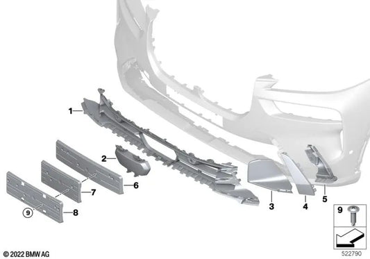 Rejilla central delantera inferior para BMW G07N (OEM 51119853927). Original BMW