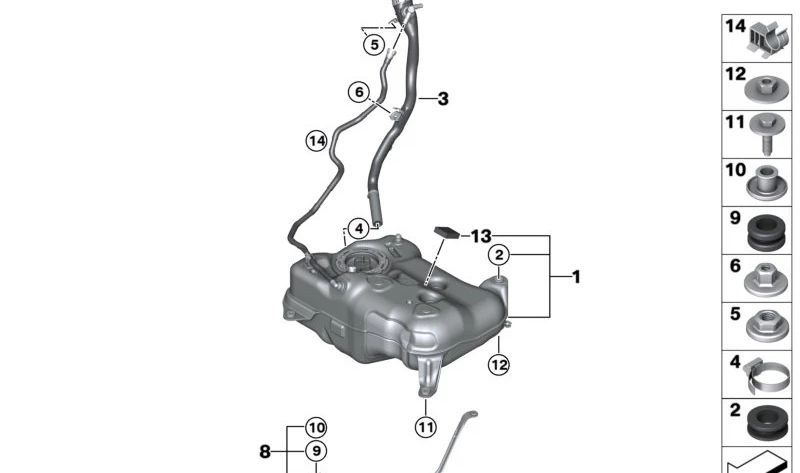 ** OEM 16115A495A1 Kraftstofftankklemme für BMW U06, U11. Original BMW. **