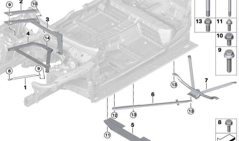 Tornillo hexagonal OEM 07145A02649 para BMW G60, G61, G68, G70. Original BMW.