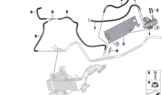BMW Support Series 1 E81, E82, E87N, E88, Serie 3 E90, E91, E92, E93, 5 E60N -Serie, E61N, X3 E83N, X5 E70 (OEM 11747797650). Original BMW