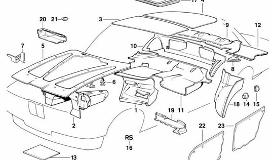 Aislante acústico para copa de amortiguador OEM 51481969748 para BMW E34 y E32. Original BMW.