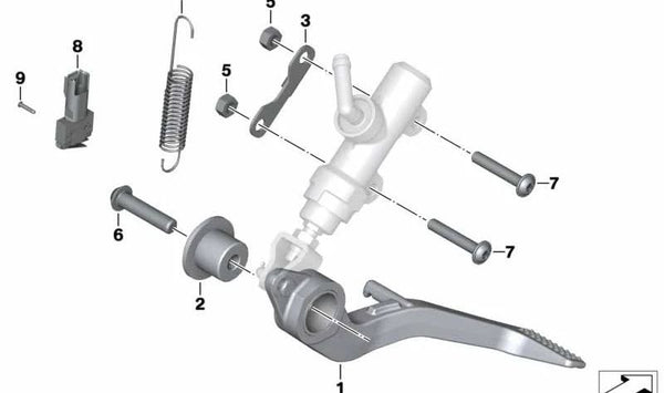 Pedal de freno trasero OEM 35217717643 para motos BMW S 1000 RR (K46), HP4 (K42). Original BMW Motorrad.