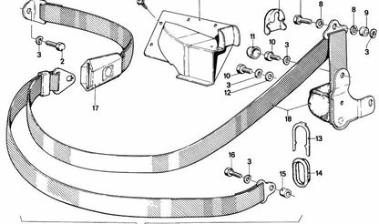 Separador para cinturon de seguridad OEM 72111815729 para BMW E21, E12, E28, E24, E23. Original BMW