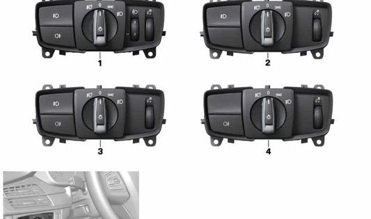 Interruptor luces OEM 61315A25499 para BMW F15, F85, F16, F86. Unidad de mando de luces original BMW.