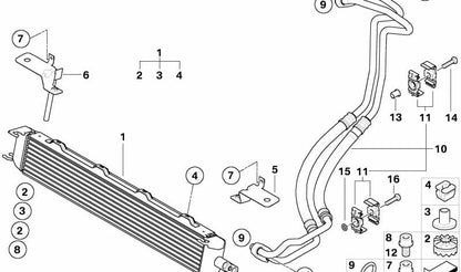 Tubo de refrigeración de aceite OEM 17227836831 para BMW Z4 E85 y E86 Z4 M 3.2 (S54). Modelos compatibles: BT91, BT92, BT93, DU91, DU92, DU93. Original BMW.