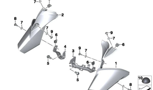 RIGHT SUPPORT OEM 46638546392 for bmw R1200R motorcycles, R1250R. Original BMW Motorrad.