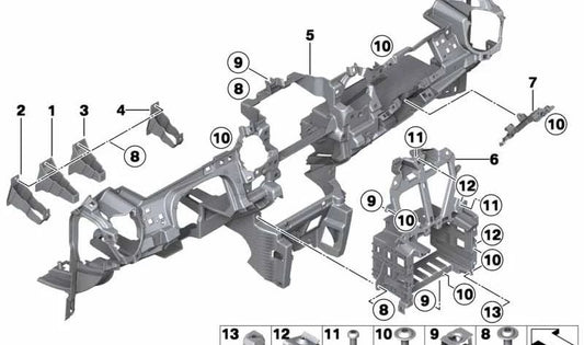 Bastidor en la consola central OEM 51169206834 para MINI R56 LCI, R55 LCI, R57 LCI, R58, R59. Original MINI.