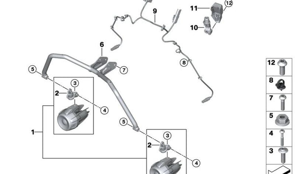 Cable del faro adicional OEM 61125A7A098 para motos BMW F 850 GS, F 900 GS (K81). Original BMW Motorrad.