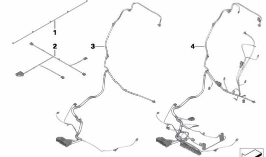 Cableado LVDS para reposacabezas trasero (izquierdo/derecho) OEM 61129303270 para BMW F07, F10, F11, F01, F02. Original BMW.