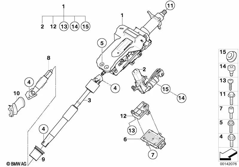Columna de dirección completamente eléctrica para BMW E65, E66 (OEM 32306780899). Original BMW.