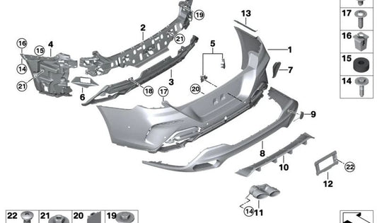Guia traseira esquerda OEM 51128075301 para BMW G16. BMW original.