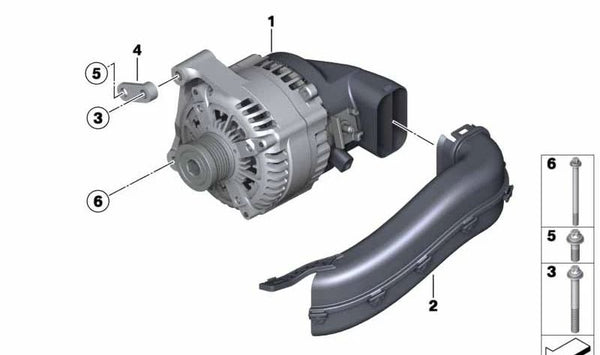 Generador para BMW F20, F21, F30, F31, F35 (OEM 12317605060). Original BMW