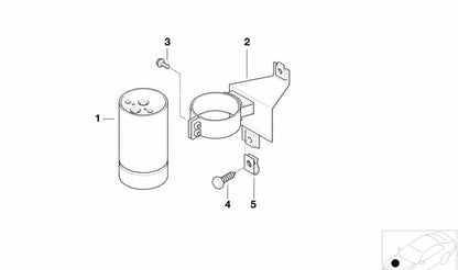 Soporte para botella secadora OEM 64536917658 para BMW E46. Original BMW.