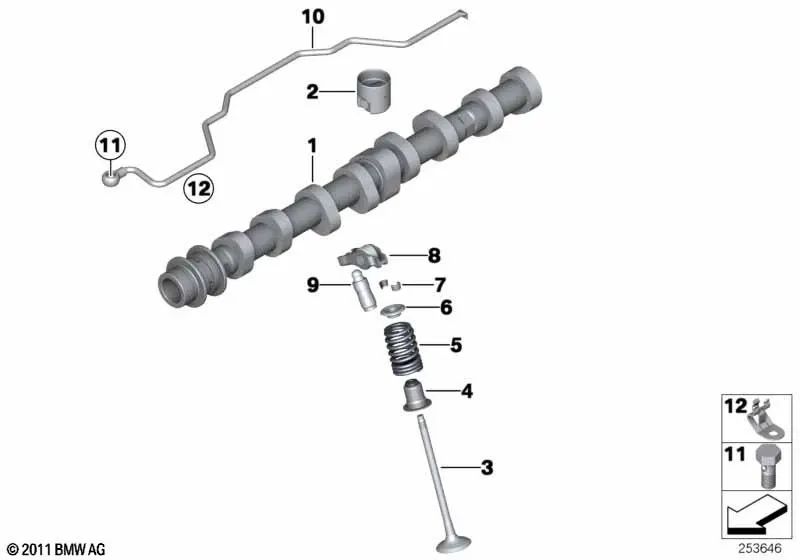 Ölspritzleitung für BMW F20, F21, F22, F23, F30, F31, F34, F35, F32, F33, F36, F10, F11, F18, E84, F25, F26, F15, F16, E89 (OEM 111275585274). Original BMW