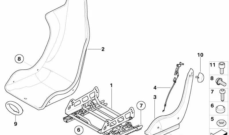 Mecanismo de desbloqueo izquierdo OEM 52107896295 para BMW Serie 3 E46 (1998-2005). Original BMW.