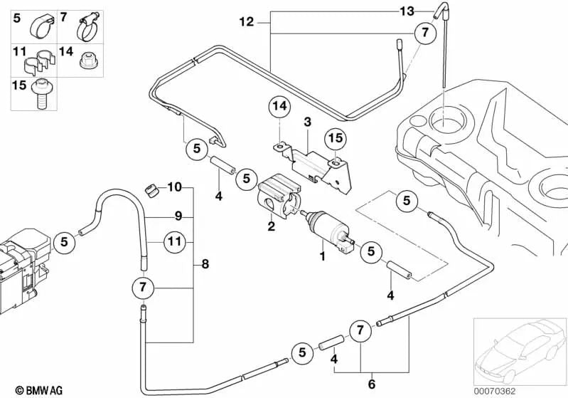 Manguera de Combustible para BMW X5 E53 (OEM 64126973118). Original BMW