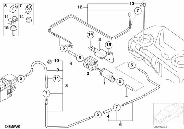 Manguera de Combustible para BMW X5 E53 (OEM 64126973118). Original BMW