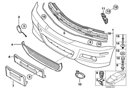Argolla Tapa Tapita De Remolque Con Solapa Imprimada Para Parachoques Frontal M3 Bmw E46 . Original