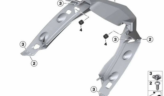 Guía de aire de refrigerador de aceite OEM 46637710445 para motos BMW K1600GT, K1600GTL, K1600Bagger. Original BMW Motorrad.