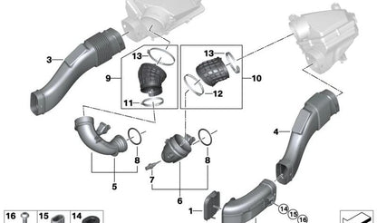 Conducto de admisión OEM 13718091868 para BMW G05, F95, G06, F96, G07, G09. Original BMW.