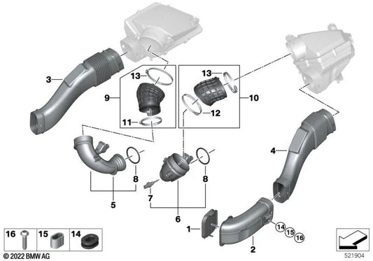 Braçadeira de mangueira para BMW F95, G05, F96, G06, G07, G09 (OEM 13717953215). BMW originais.