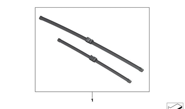 Juego de escobillas limpiaparabrisas OEM 61615A87369 para BMW i3 (I01, I01N). Original BMW.