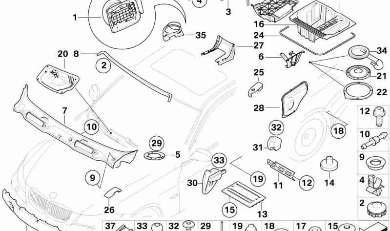 OEM 5117144330 trunk filing lid for BMW E93, E93N. Original BMW spare.