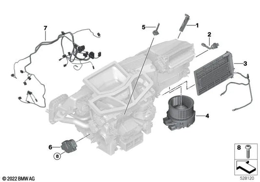 Verkabelung für Heiz-/Klimaanlage für BMW 5 F90 -Serie, G30, G31, G38, 6 G32 -Serie, 7 G11 -Serie, G12, Serie 8 F93, G16, X5 F95, G05, X6 F96, G06 (OEM 64119361698). Original BMW.