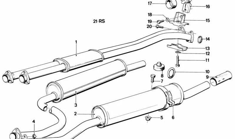 Silenciador trasero derecho OEM 18121246665 para BMW E21. Original BMW.