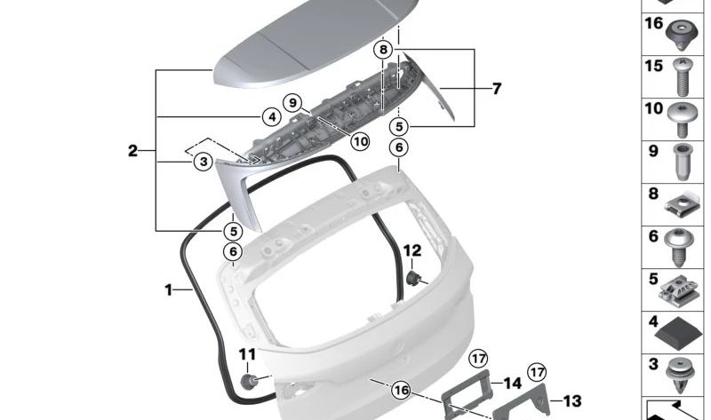 Deflector trasero Aeroblade OEM 51628494209 para BMW Serie 2 Active Tourer U06 (modelos 216i, 218i, 218d, 220d). Mejora aerodinámica y diseño. Original BMW.