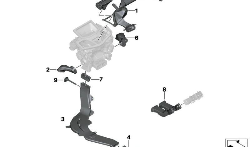 Conducto de aire frío lado conductor OEM 61229396273 para BMW F91, F92, F93, G14, G15, G16. Pieza original BMW.