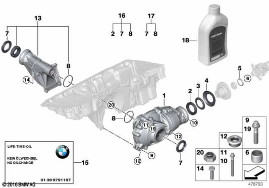 Sechskantschraube mit Waschmaschine für BMW X5 E70, E85, F15, F85, X6 E71, E72, F16 (OEM 31517600239). Original BMW