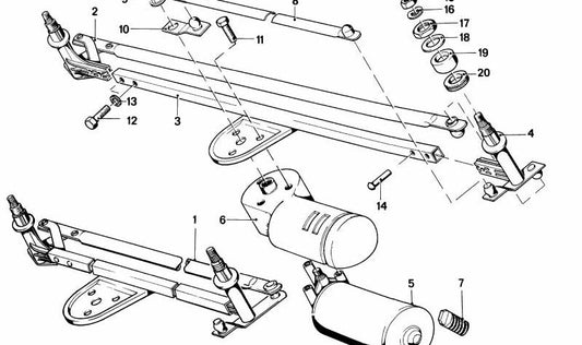 Barra de transmisión limpiaparabrisas OEM 61611356475 para BMW E21. Original BMW.