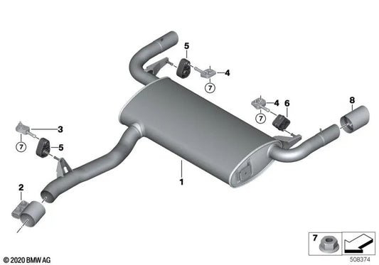 Heck -Schalldämpfer für BMW G01N (OEM 1830987630). Original BMW