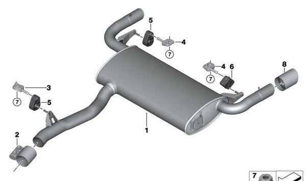 Silencioso trasero OEM 18309887631 para BMW G02. Original BMW.