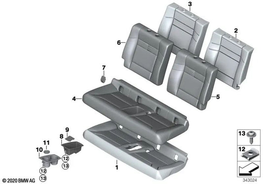Funda respaldo de cuero izquierda para BMW I01, I01N (OEM 52207362919). Original BMW.